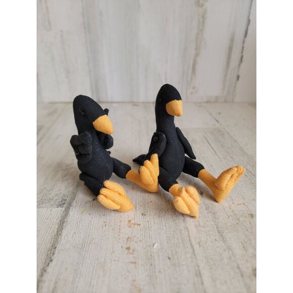 Vintage plush black crow Halloween set home decor - Picture 1 of 7
